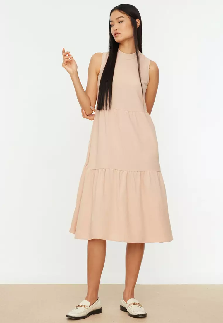 Trendyol Wide Cut Tiered Midi Dress 2024, Buy Trendyol Online