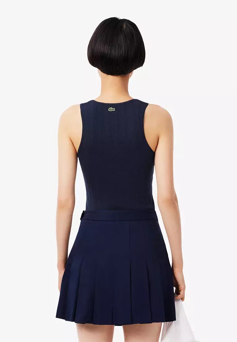 Slim Fit Pointelle Knit Cotton Tank Top