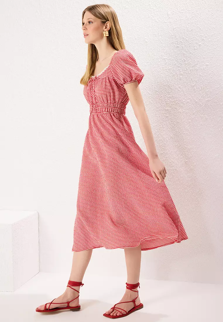 Gingham Midi Dress