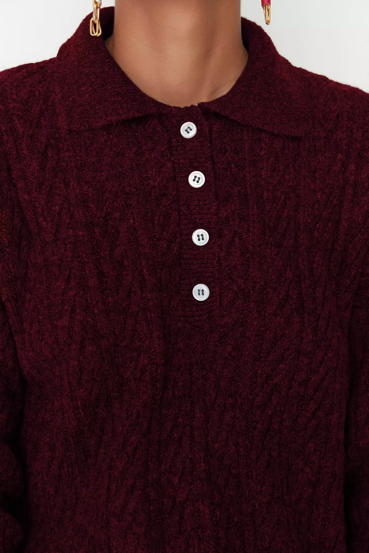 Burgundy Wide Fit Soft Textured Knitwear Sweater