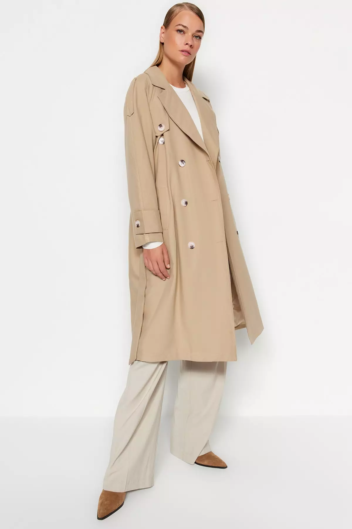 Dark beige trench coat store