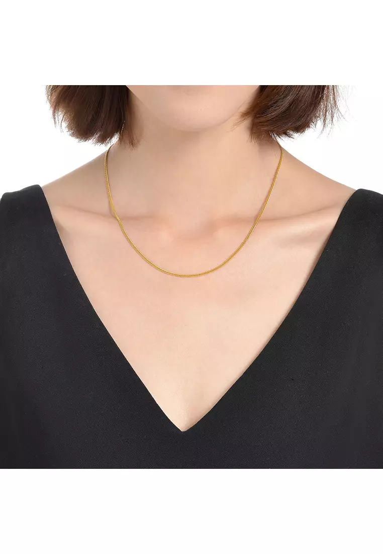375/9K Gold Machine Curb Chain Necklace R002 (44CM)