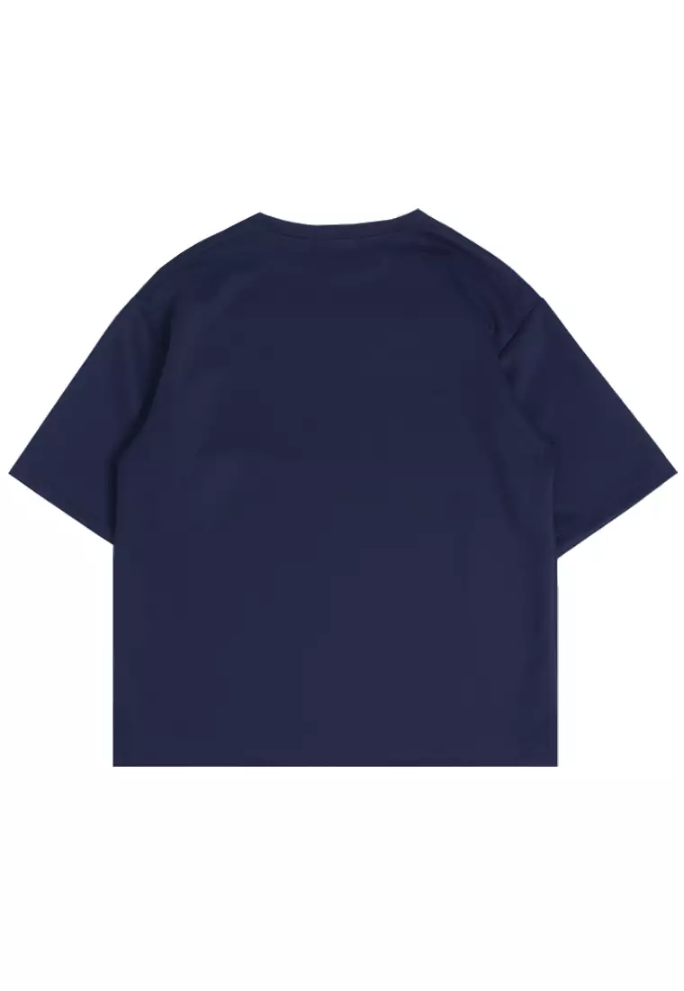 MTJ92 Kaos Oversize Distro Pria Logo Outline Navy