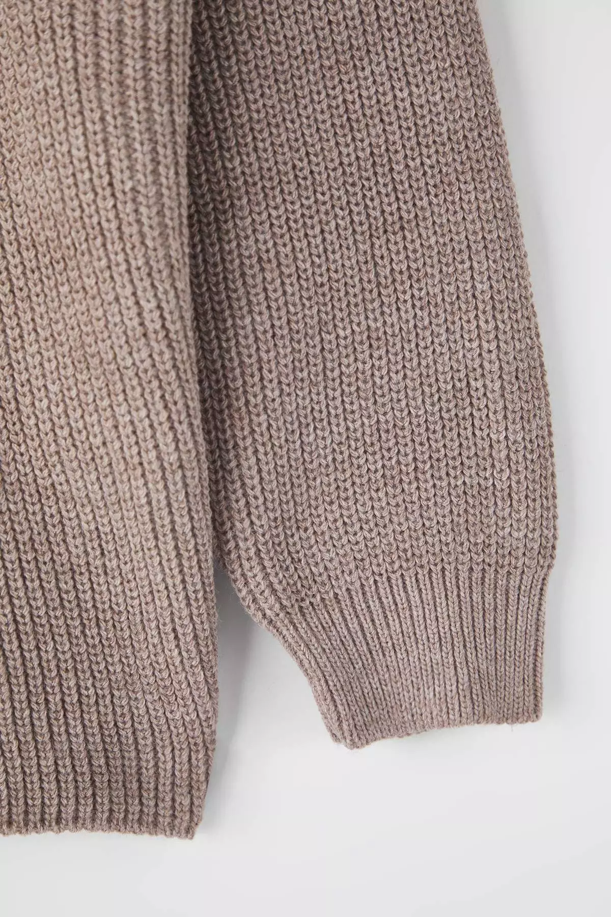 Mink Wide Pattern Ribbed Soft Textured Knitwear Sweater
