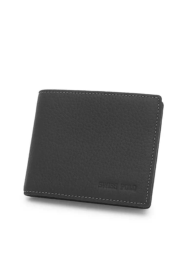 Genuine Leather RFID Short Wallet - Black
