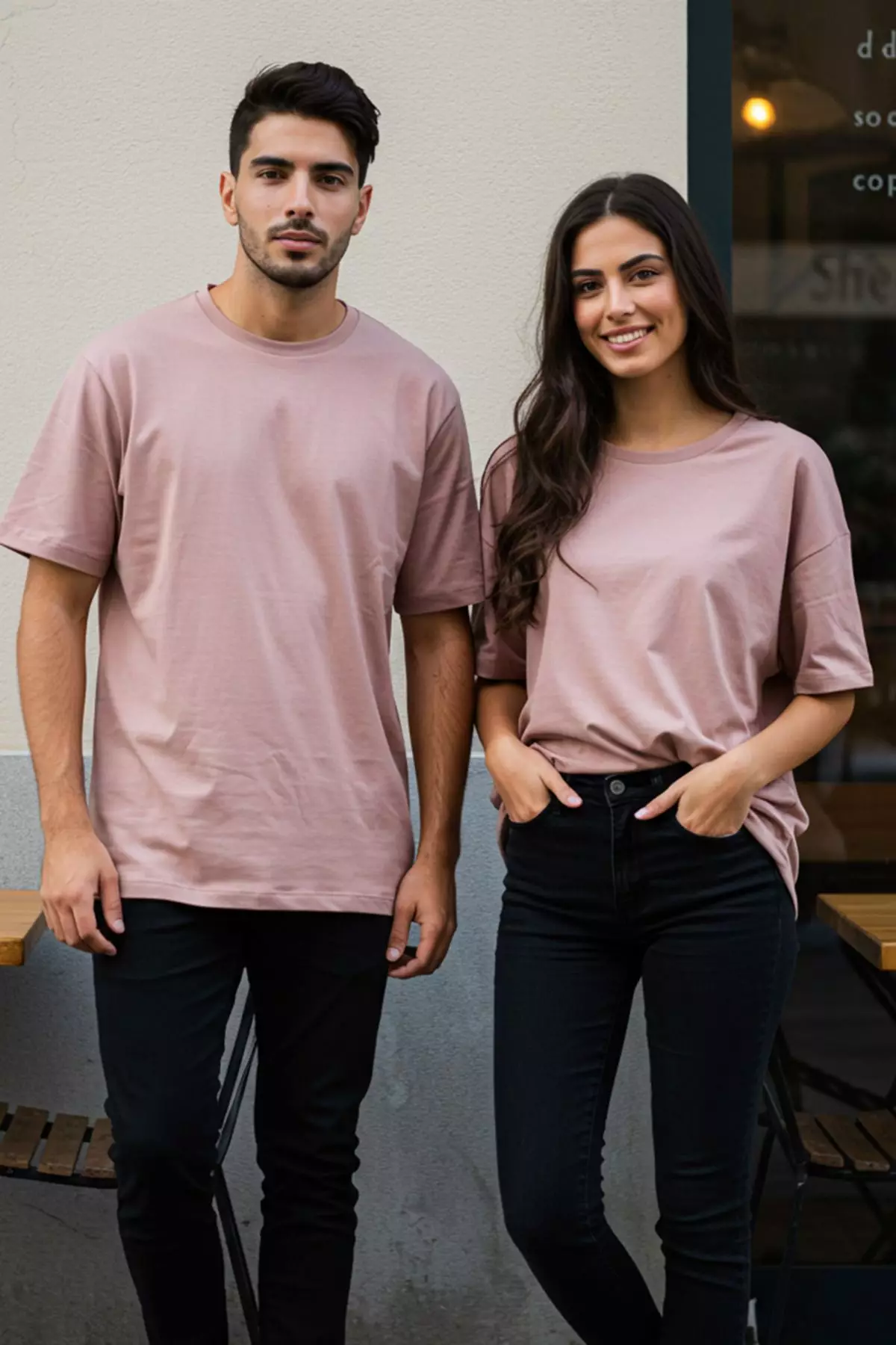 Dusty Rose Oversize/Wide Cut 100% Cotton Short Sleeve Basic T-Shirt TMNSS22TS0318