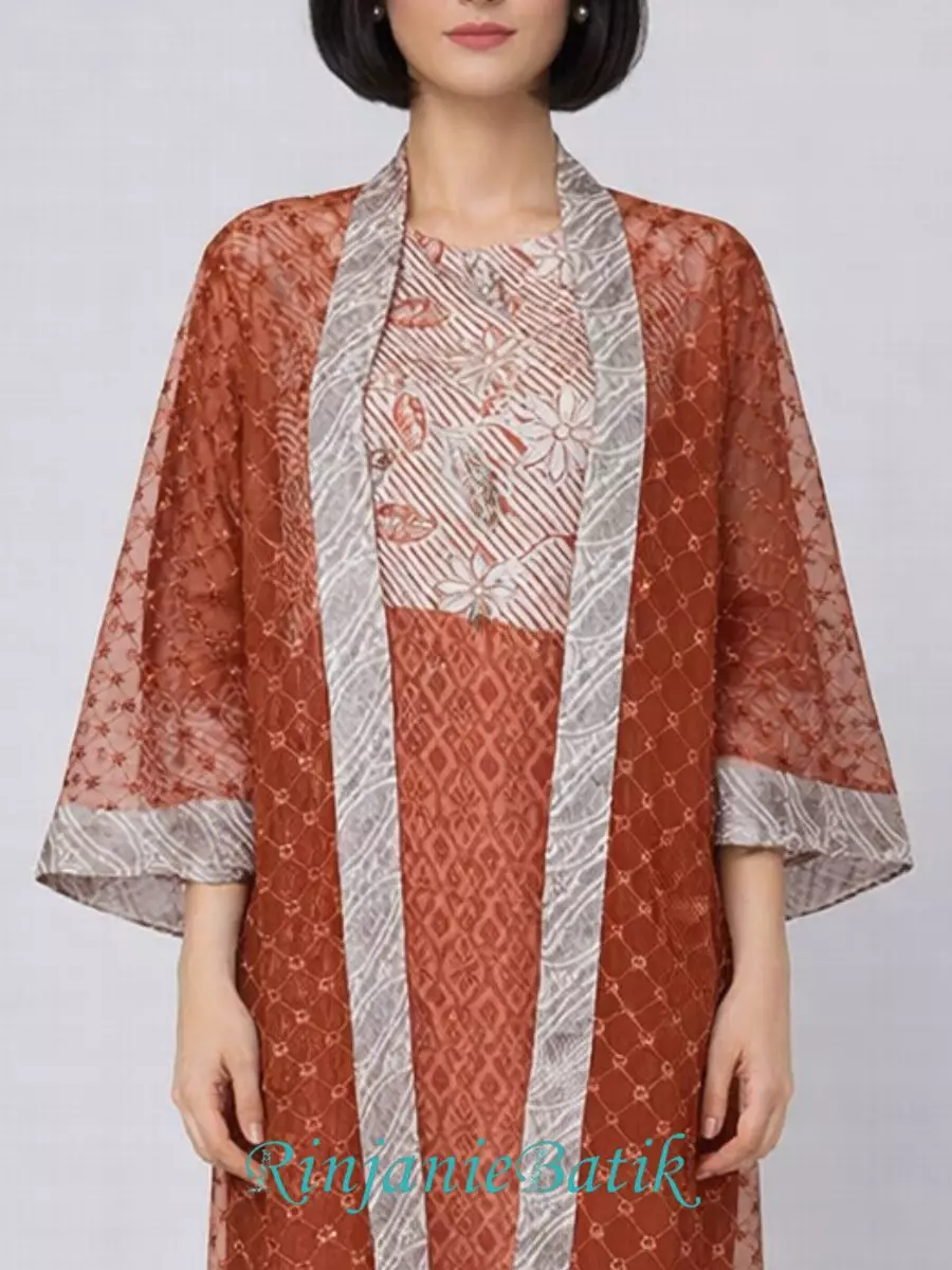 Rinjanie Batik - GMOT TC - Gamis Outer Raya Terracota - Batik Cap