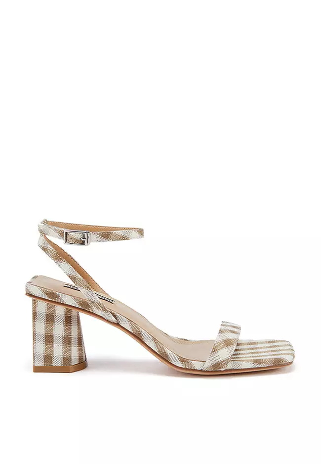 Discount on Urban Revivo  shoes - SKU: Plaid Block Heeled Sandals