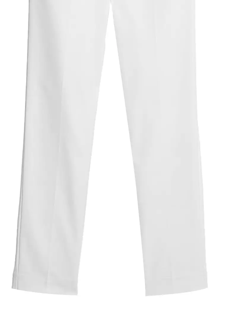 Cotton Blend Slim Fit Ankle Grazer Trousers