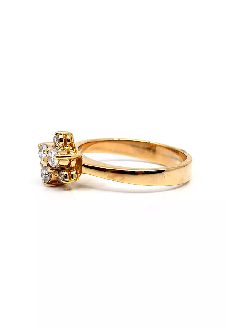 14K Locally Made Yellow Gold Lady Ring with Diamonds