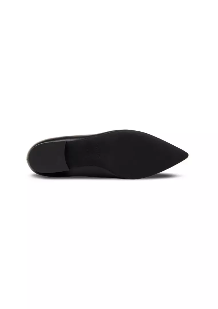 Elsia O Leather Flat Shoes - Black
