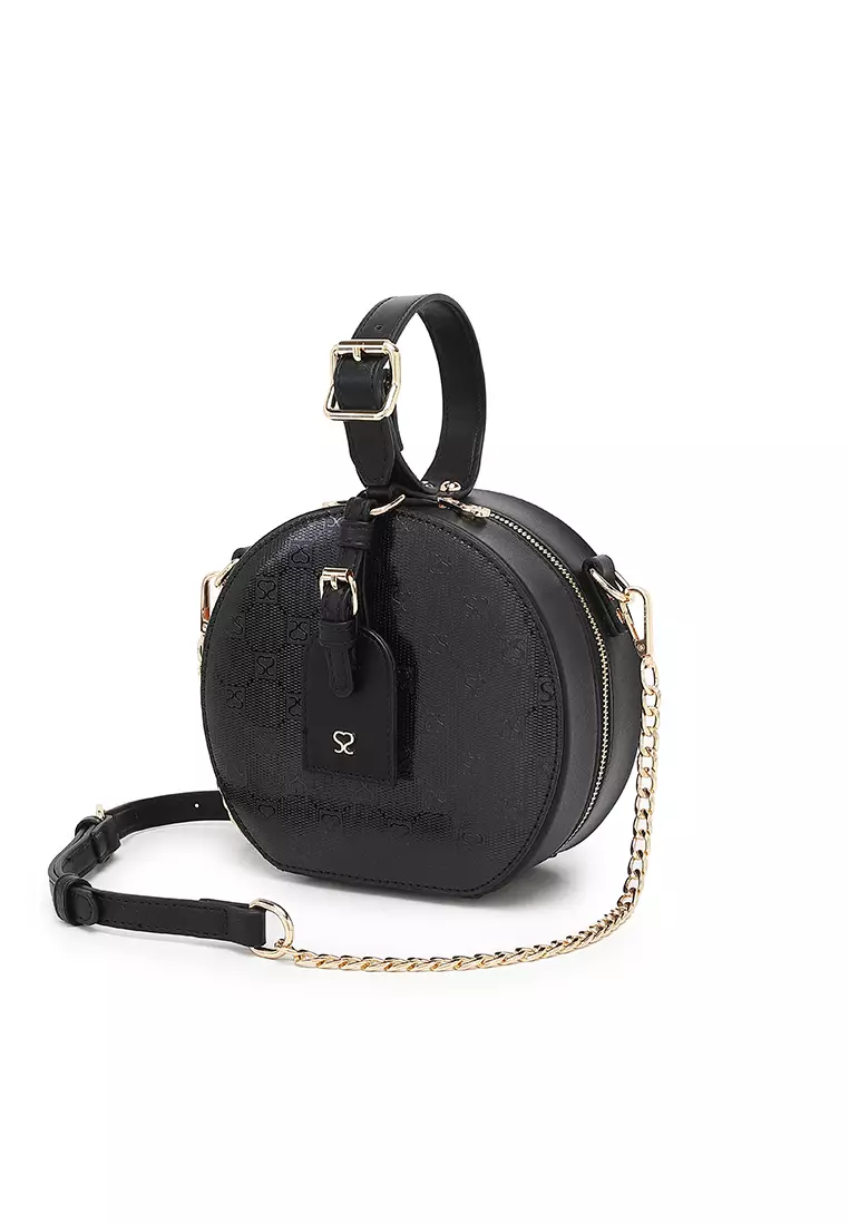 Women's Monogram Top Handle Bag / Sling Bag / Crossbody Bag - Black