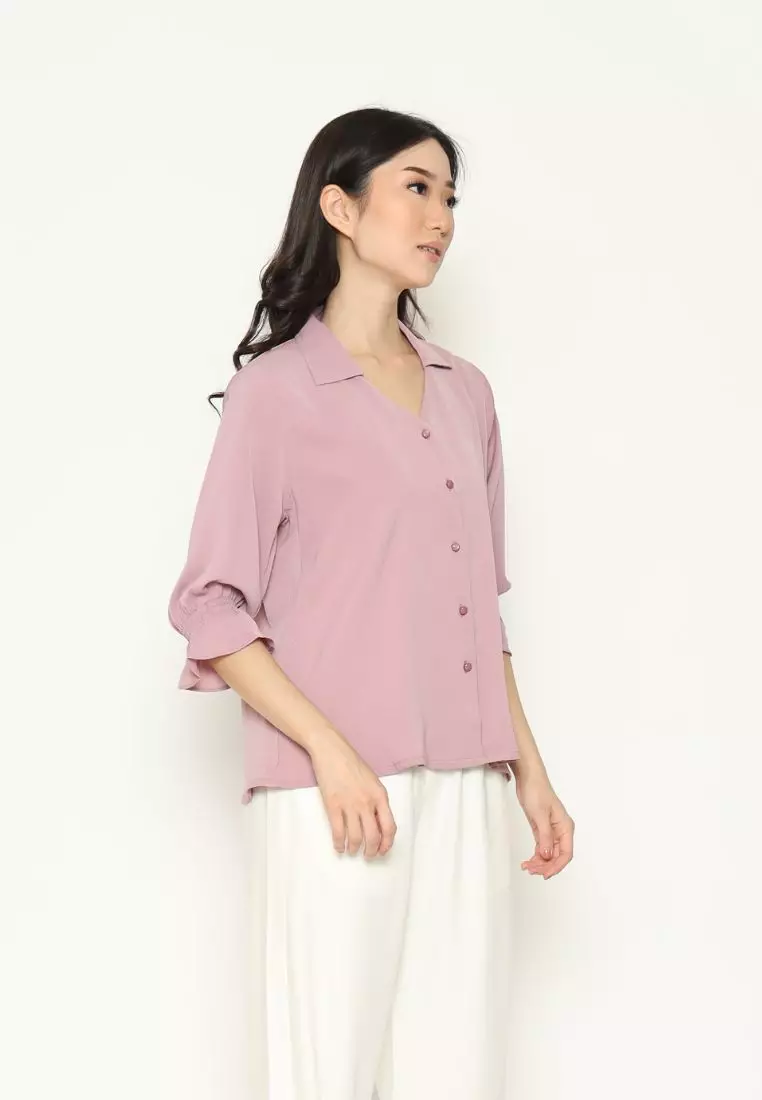 Urban Exchange New Aleta Purple Lilac Blouse - Atasan Blouse Lengan Panjang