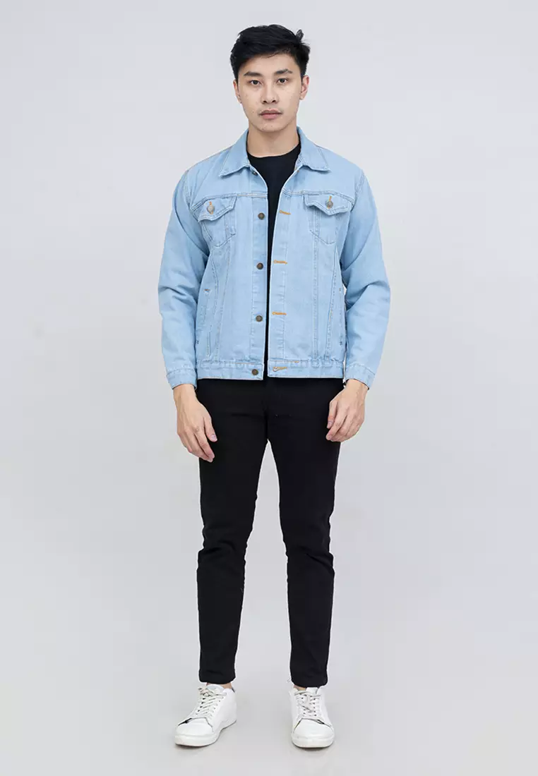 Houseofcuff jaket jeans denim biru tebal pria unisex tokyo