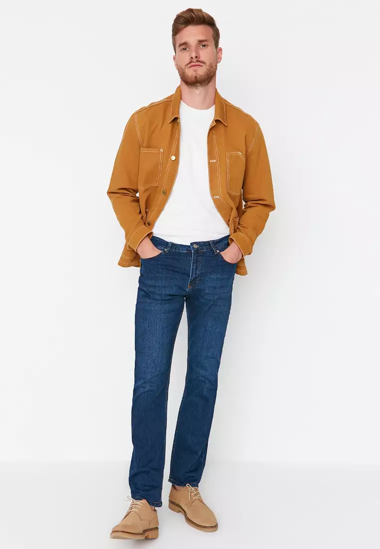 Indigo Stretchy Fabric Regular Fit Jeans Denim Trousers TMNAW23JE00036