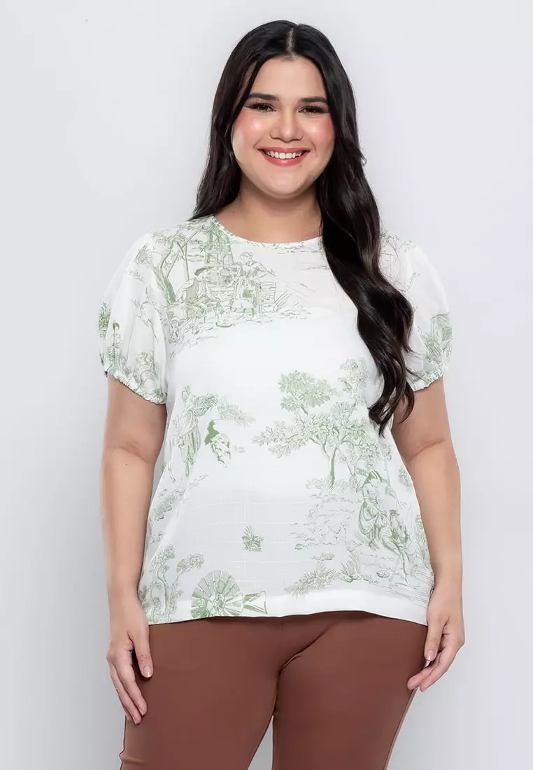 Milly Plus Size Lovenia Collared Top in Cityscape Print main image 0