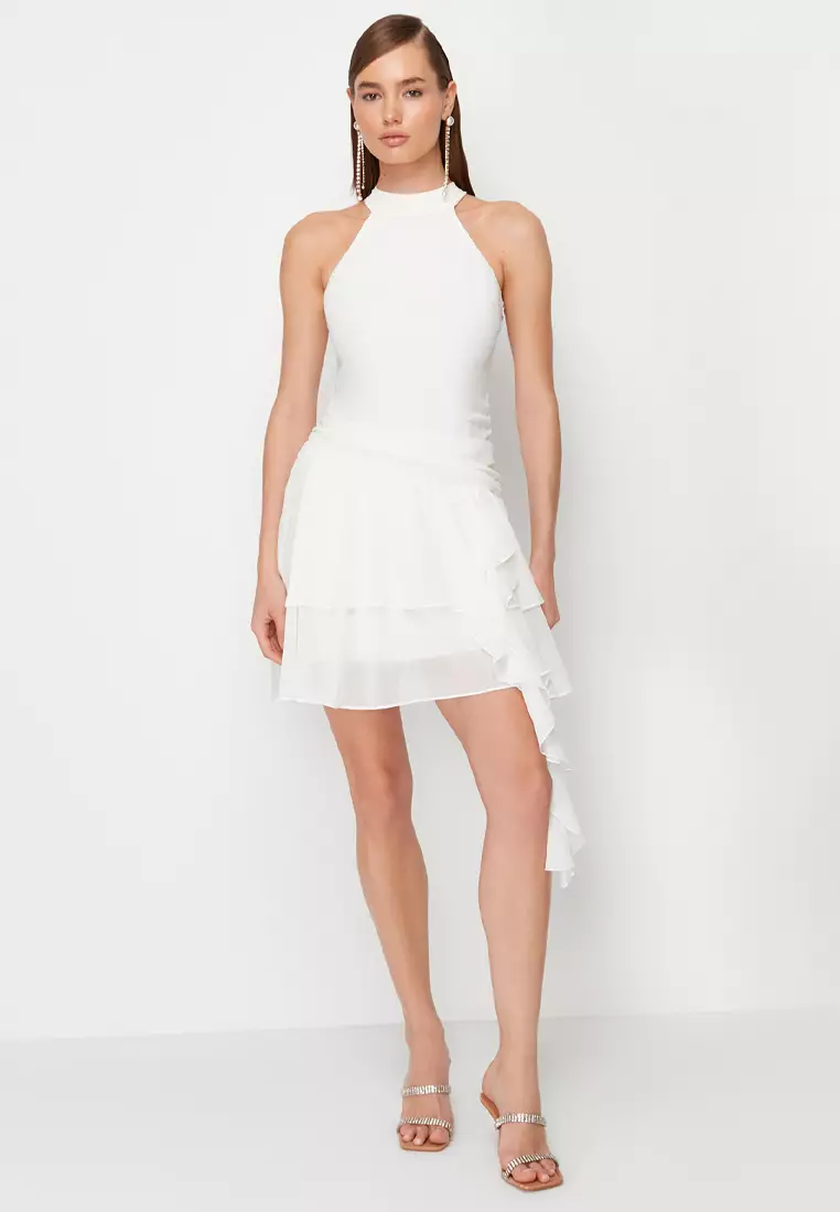 Buy Trendyol A-Line Ruffled Short Elegant Evening Dress Online