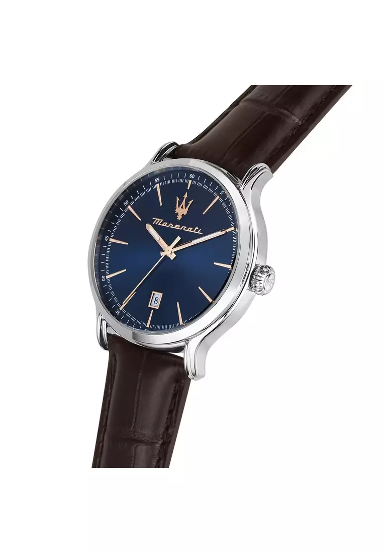 【2 Years Warranty】Maserati Epoca 42mm Blue Sunray Dial Men's Quartz Watch R8851118016 With Luminous Hands