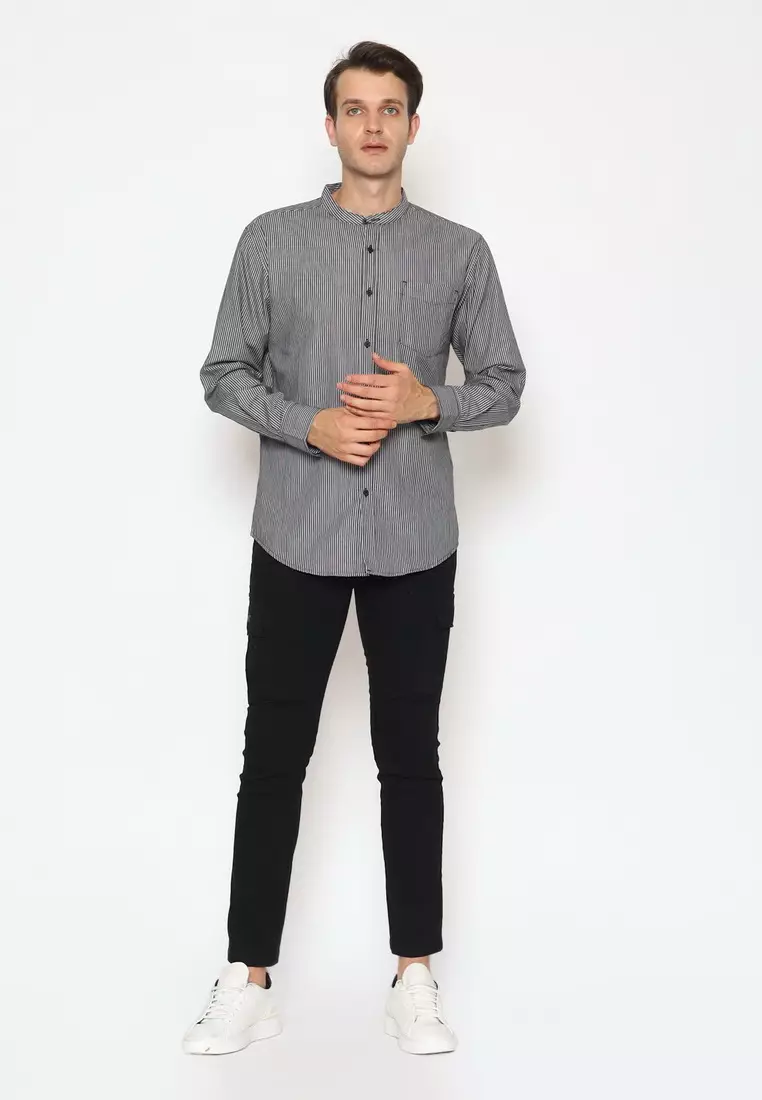 POLICE Celana Cargo Panjang Black Slim Fit Cotton Premium Pria