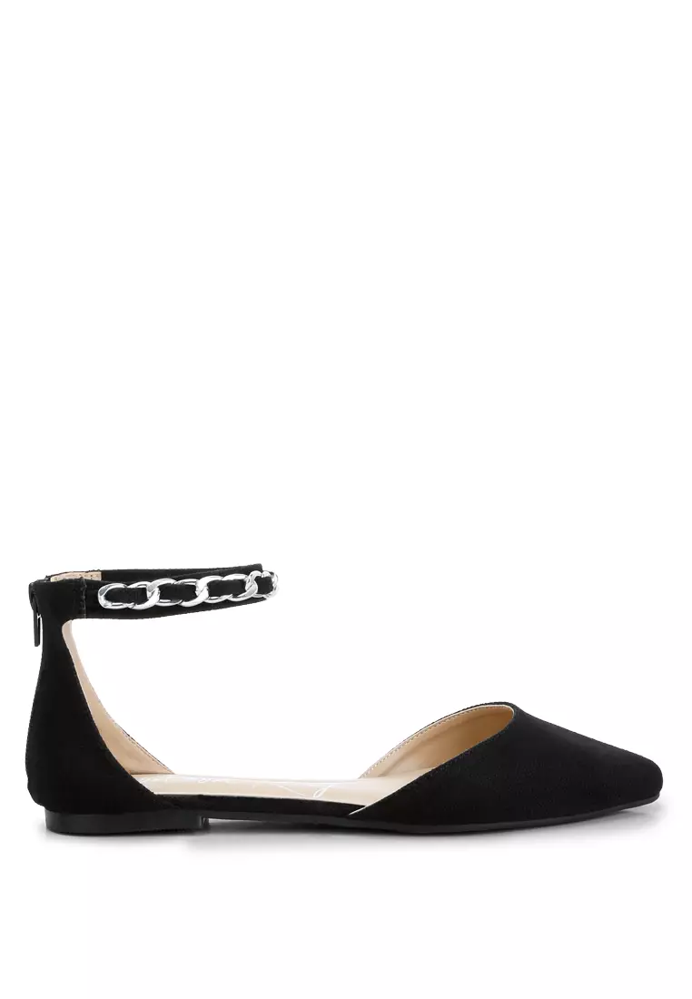 Discount on London Rag  shoes - SKU: Black Chain Embellished Flat Sandals