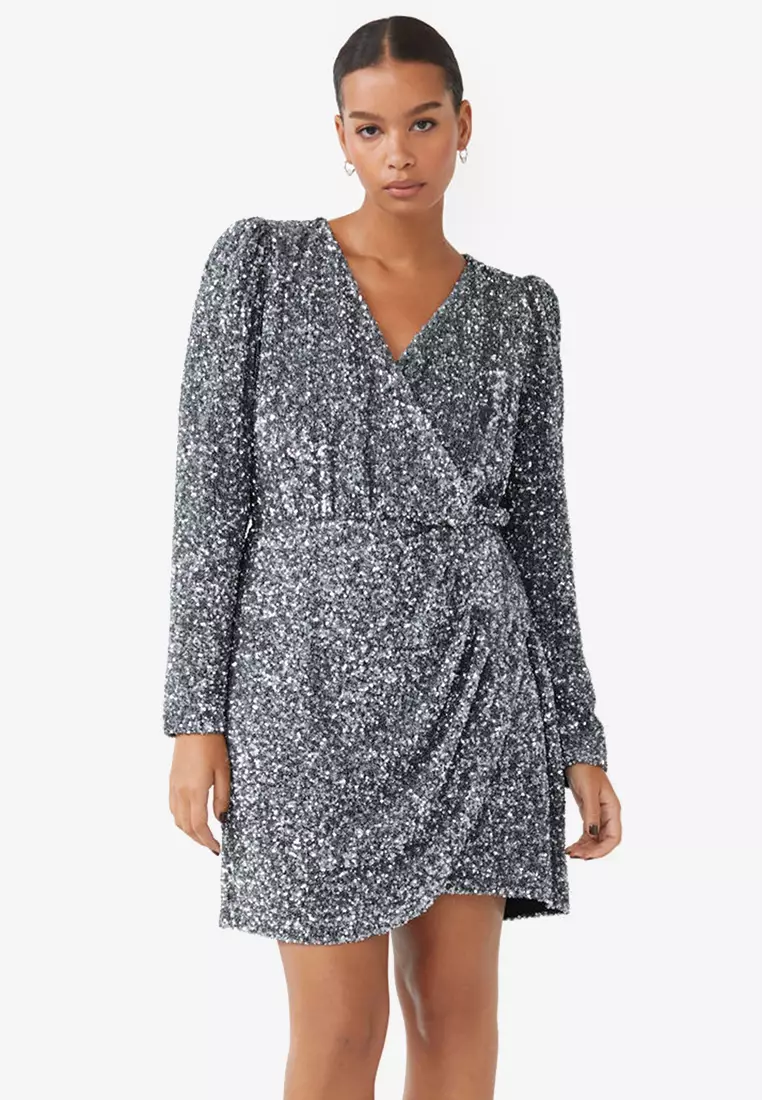 & Other Stories Sequin Wrap Mini Dress