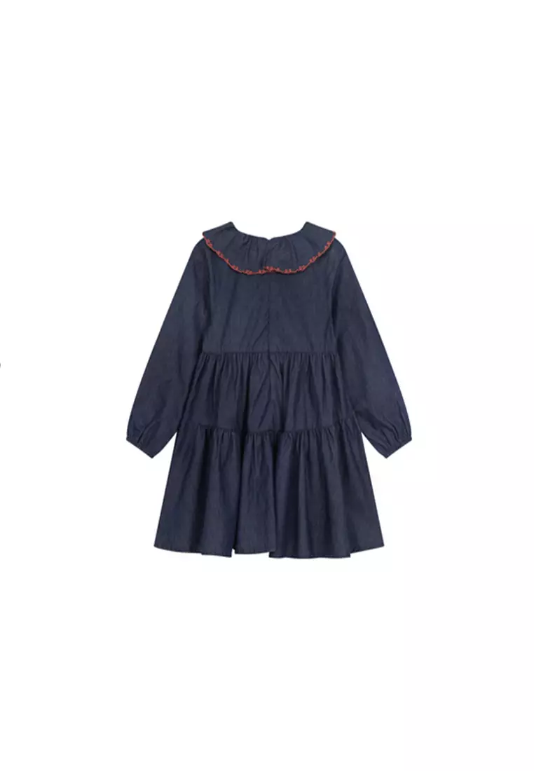 Ruffled Collar Long Sleeve Dress