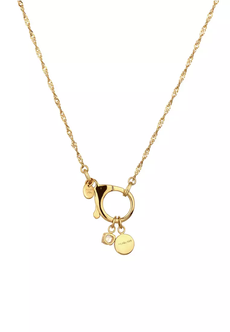 Kalung Necklace Perak 925 Lapis Emas Wanita Zirconia Outfit Korea