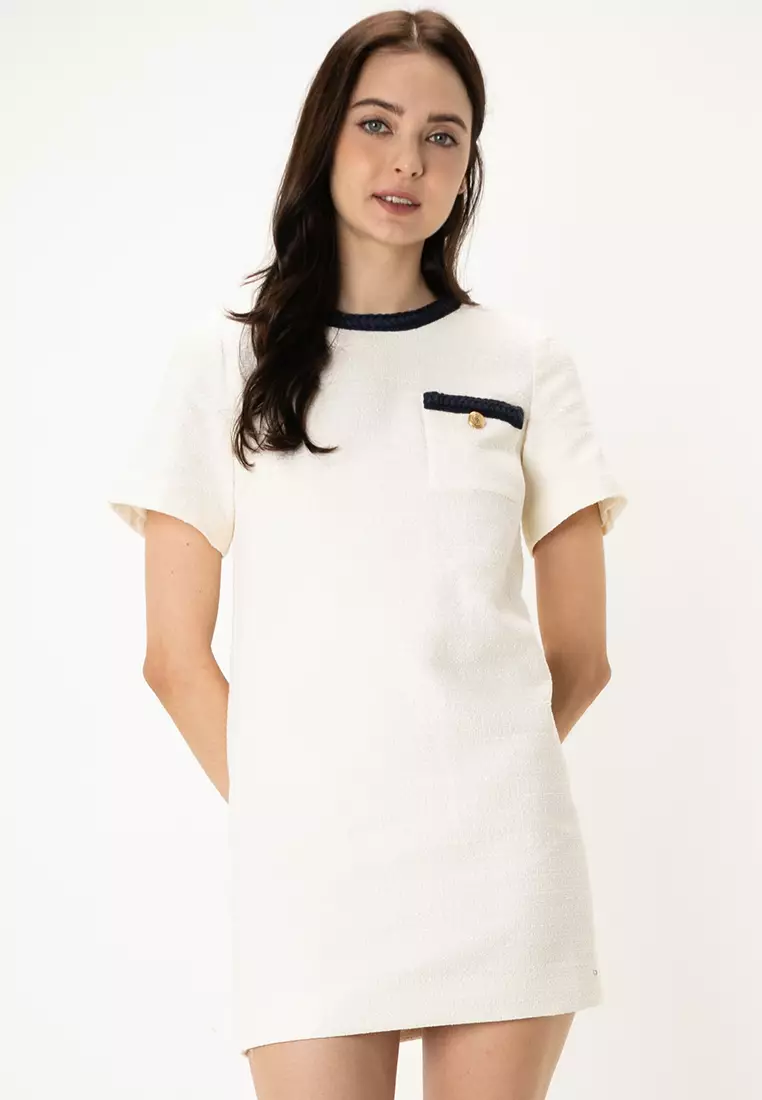 andmary Twiggy tweed mini dress white最安値 LUXURY TWEED FASHION BRAND