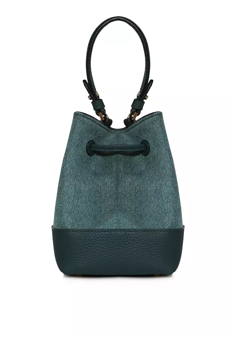 Strathberry Lana Osette Cashmere and Leather Hobo Bag - Bottle Green