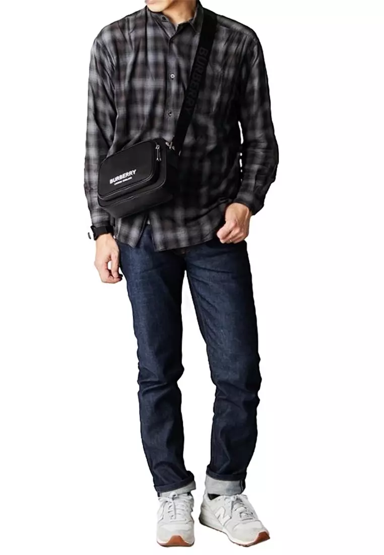 ECONYL Nylon Logo Print Paddy Crossbody Bag for Men in Black