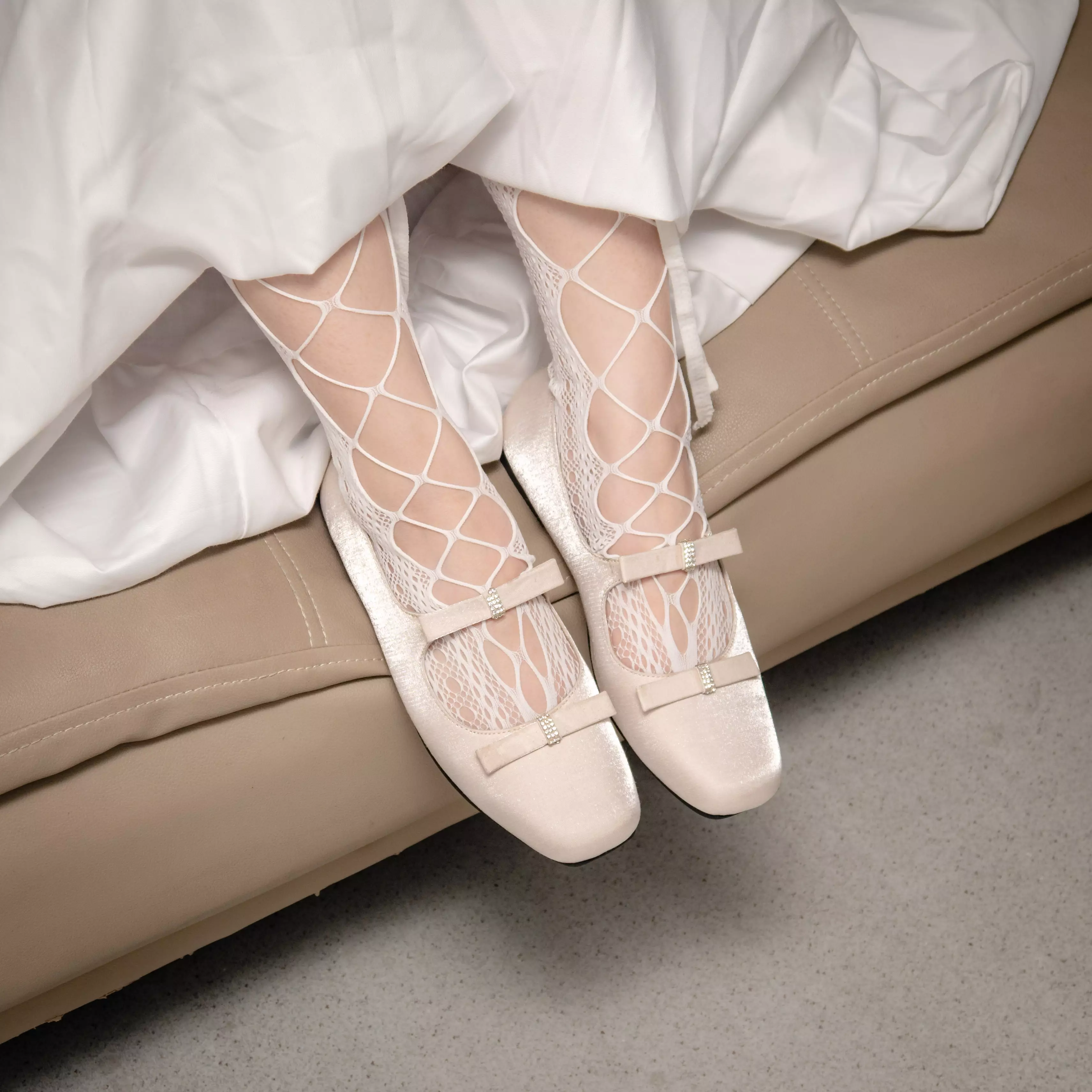 Chloe Balerina Flat Shoes in Beige