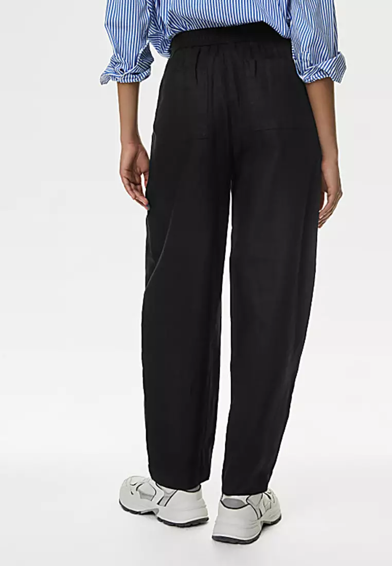 Pure Linen Carrot Leg Trousers