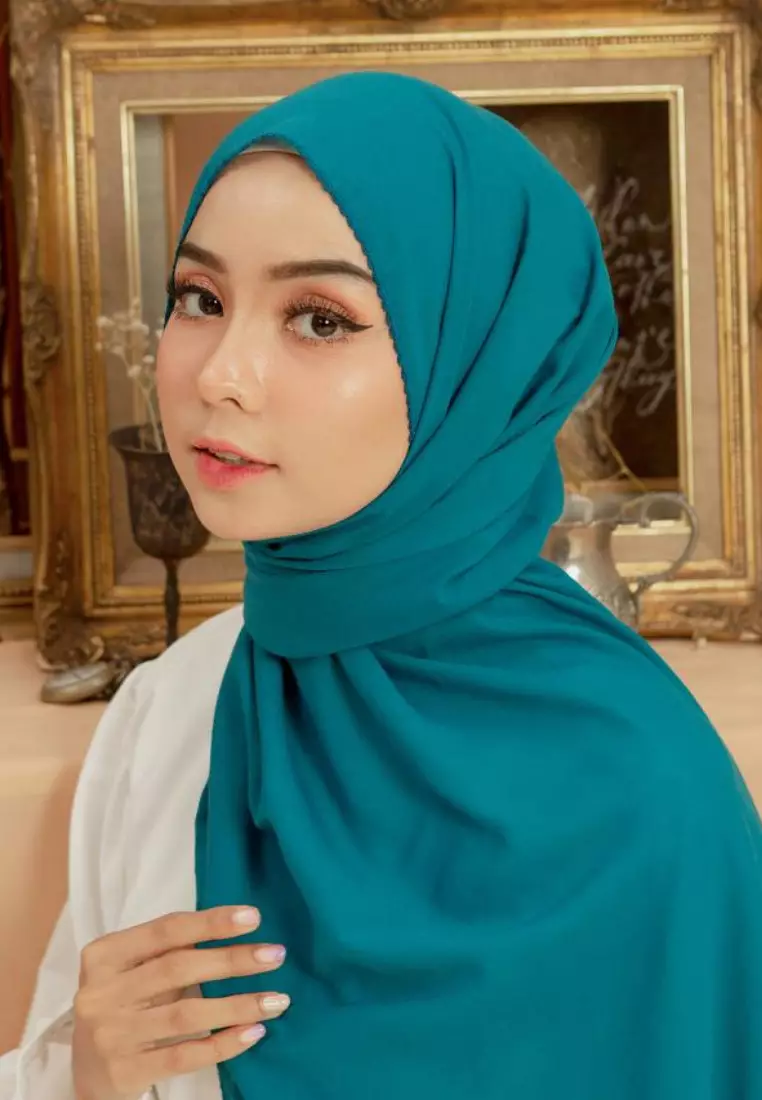 Embroidery Signature Shawl Blue Tosca