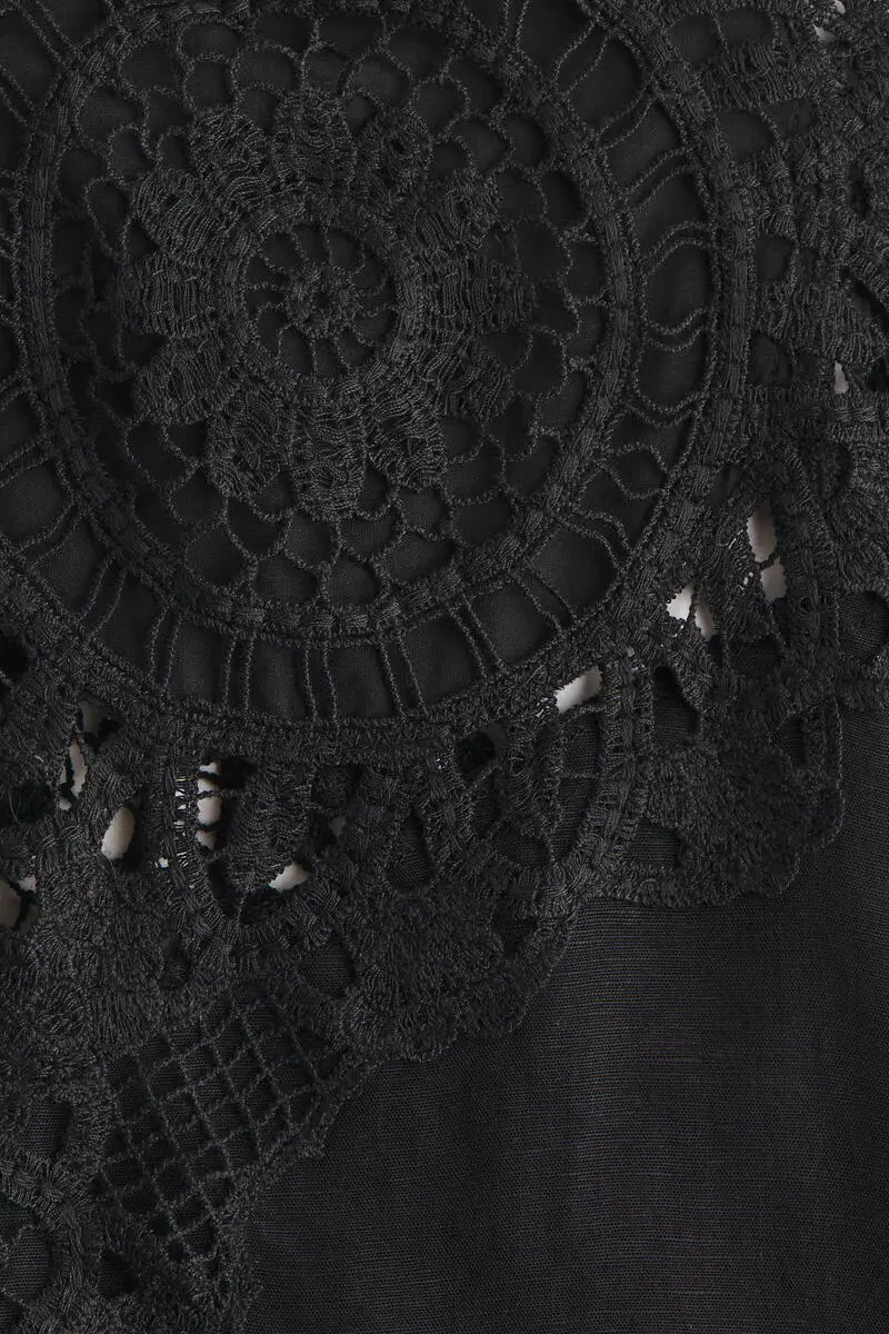 Lace-detail linen-blend dress