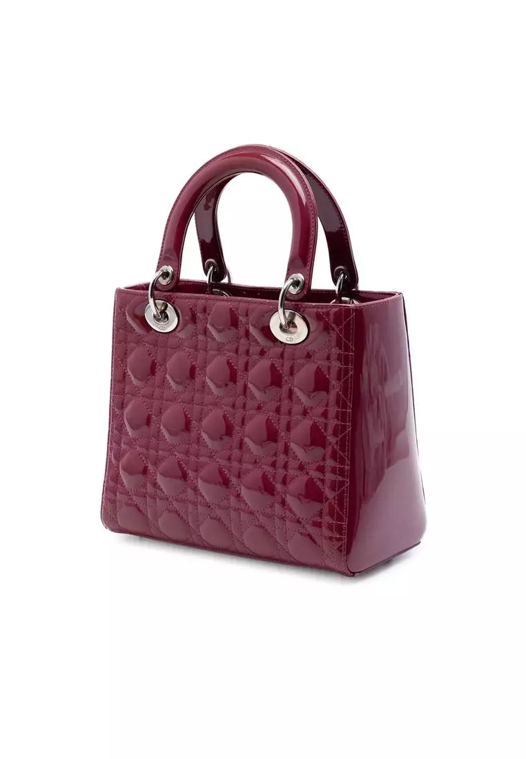 Pre-Loved Dior Medium Patent Cannage Lady Dior