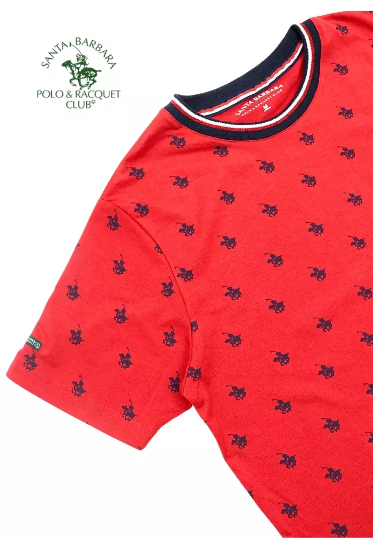 Plain Shirt for Men with Embroidered Logo on Chest - Red