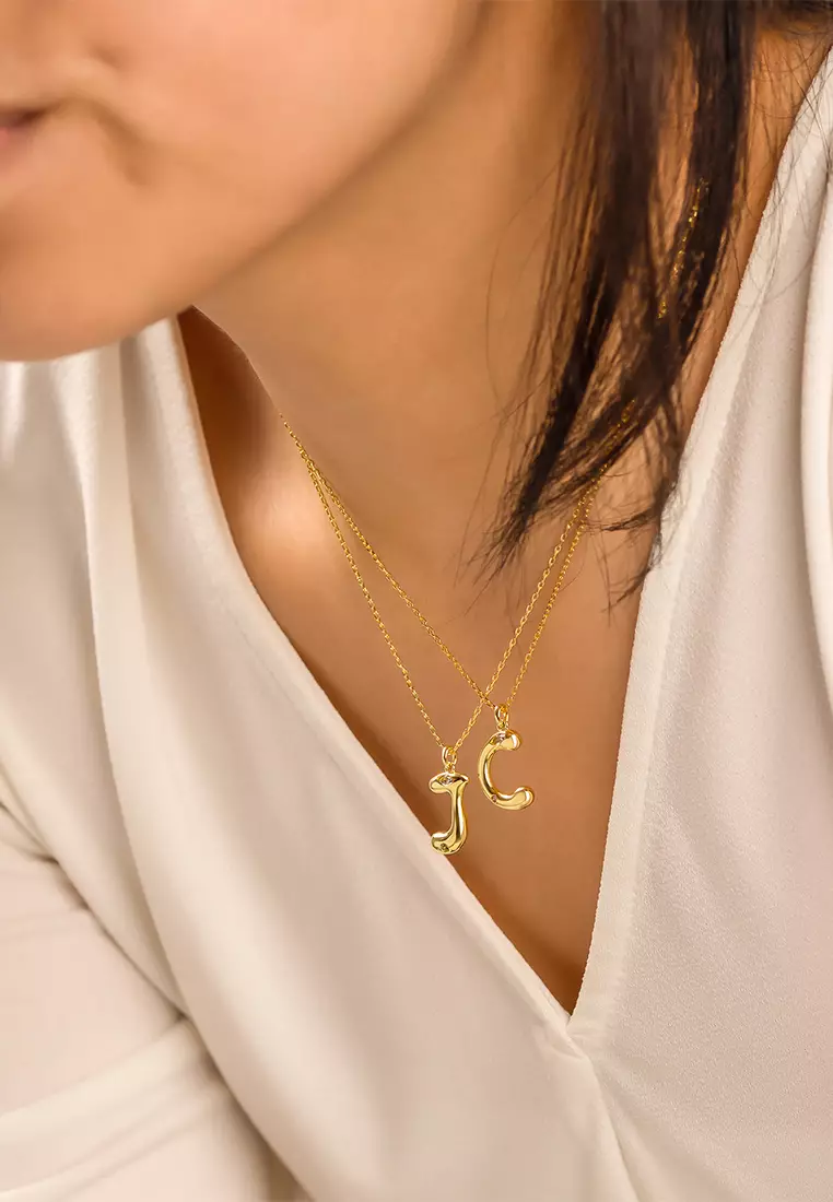 Alphabet Bubble Pendant Necklace - Letter J