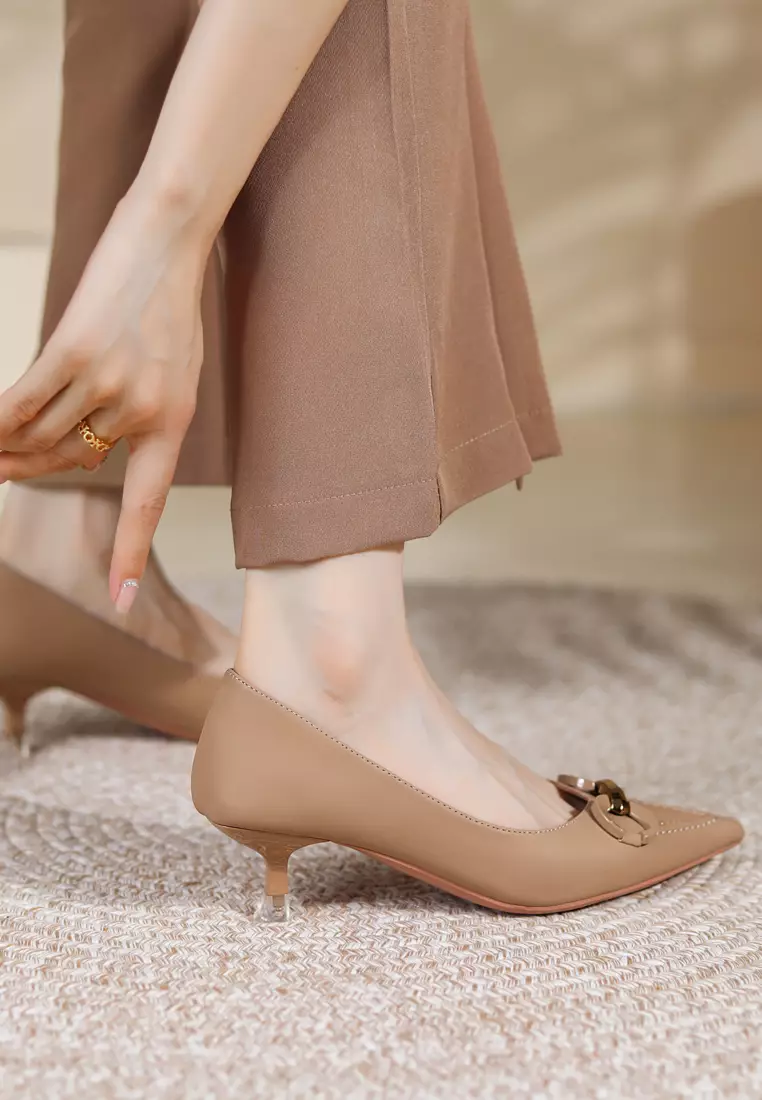 4CM Pointy Metal Buckle Pumps XJ3186-8