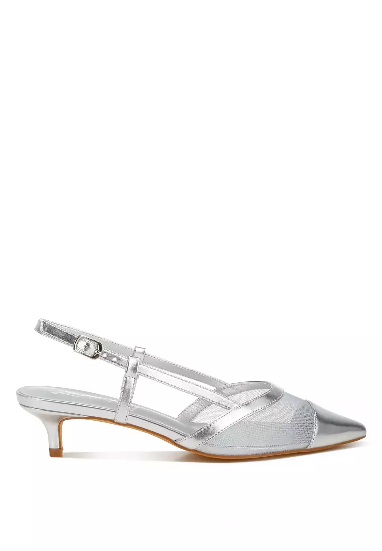 Discount on London Rag  shoes - SKU: Mesh Slingback Sandals in Silver