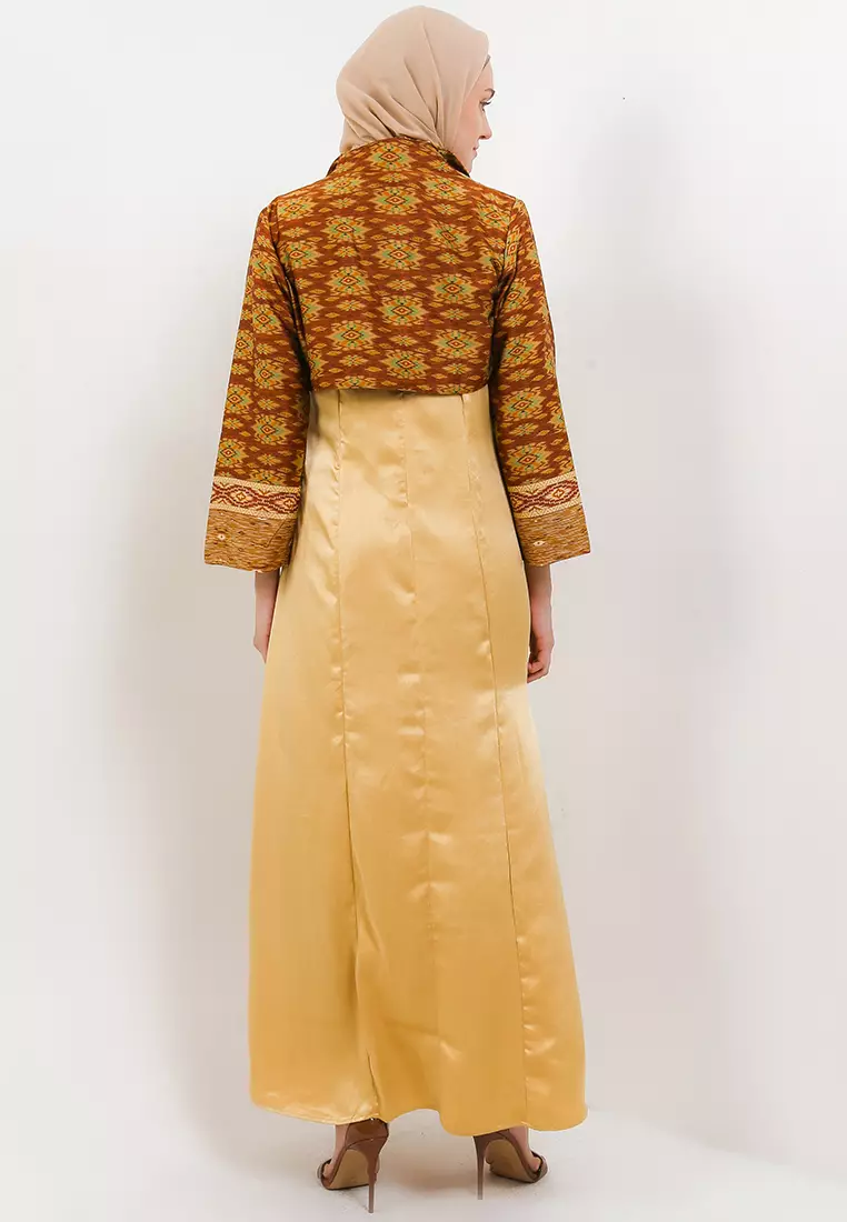 Siona Maxi Dress With Jacket In Brown