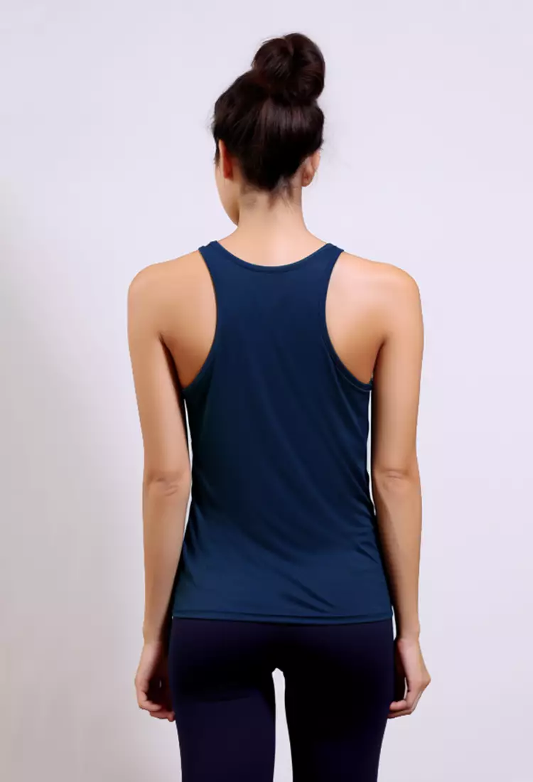 LSB63 tank top kutung wanita dri fit sleeveless gym running olahraga "td tiny waist" navy