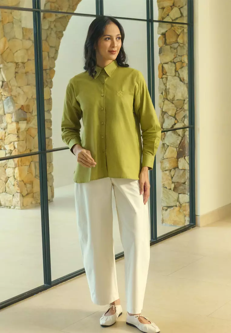 Jenna and Kaia - Noora Top Olive - Kemeja Wanita