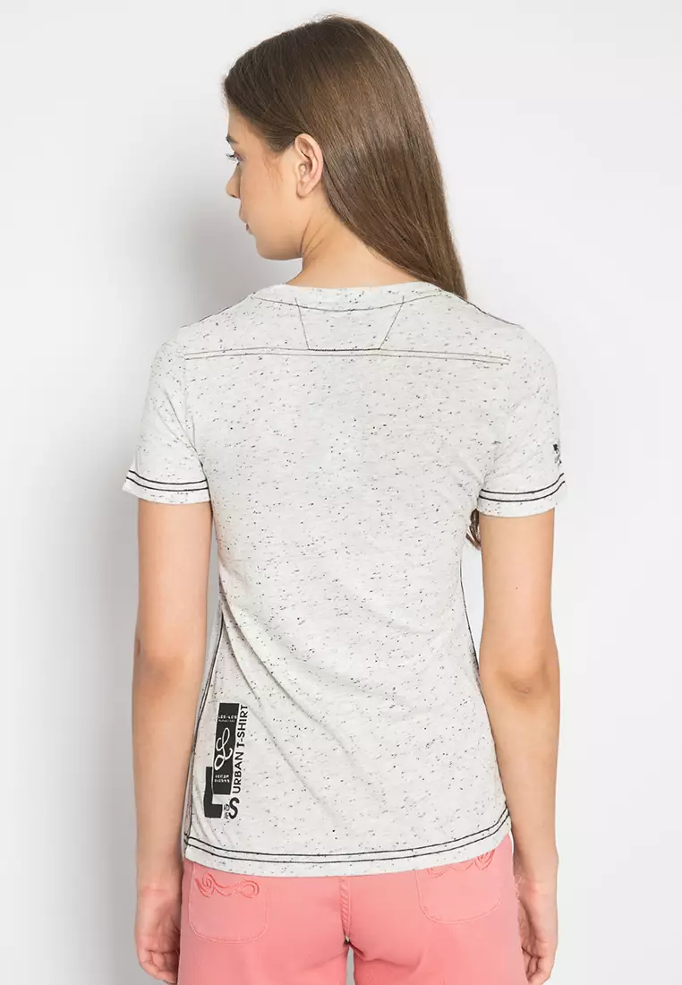 LGS - Kaos Casual Wanita - Lengan Pendek - Warna Abu - Gambar Sablon