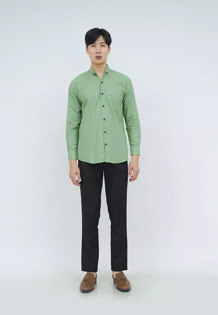 Kemeja lengan panjang pria formal slim fit mint houseofcuff