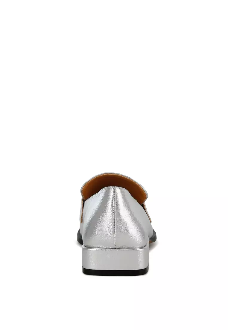 Metallic Penny Loafers in Silver