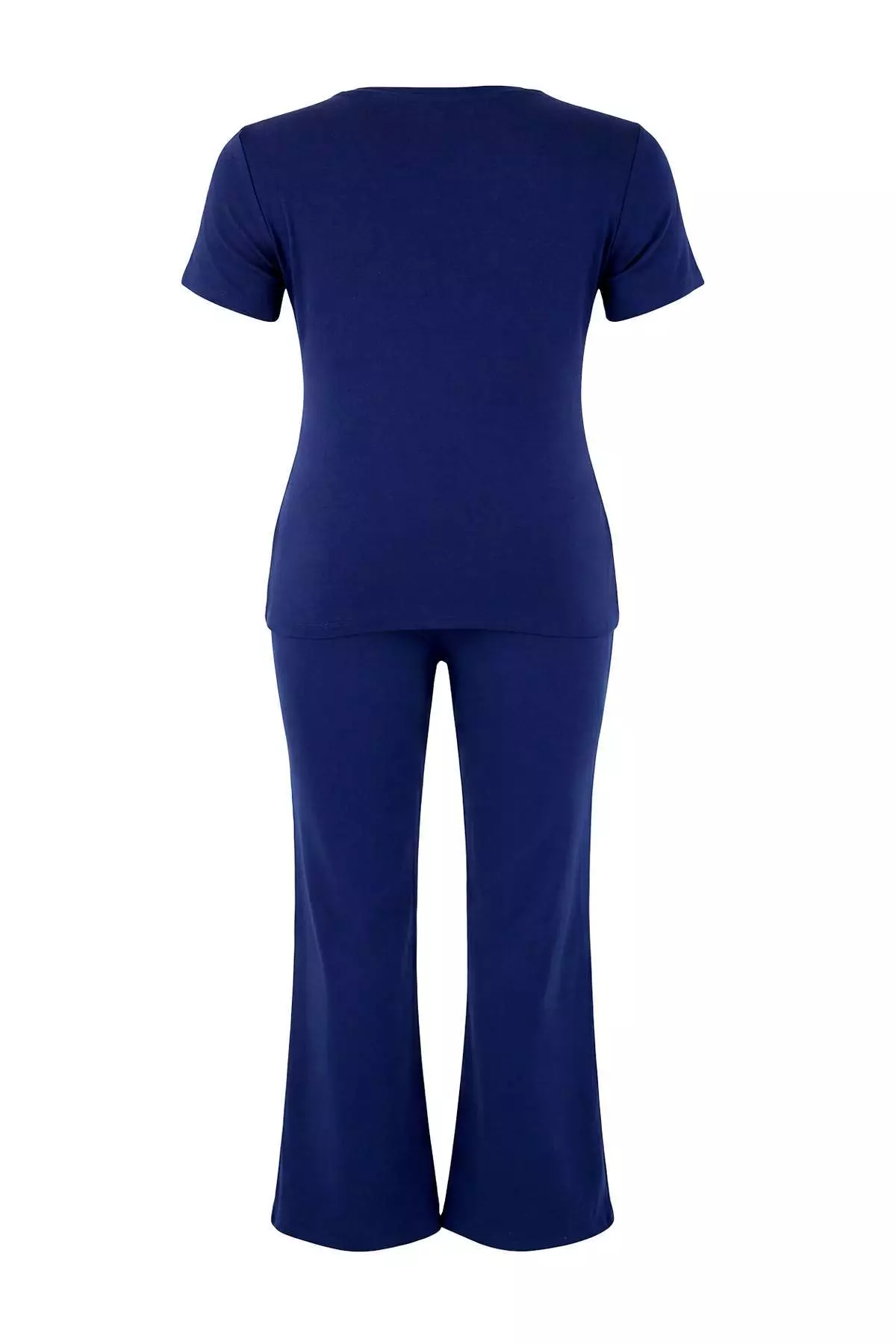 Navy Blue Fitted/Bodycon Ribbed Stretch Knitted Top And Bottom Set Tbbss25Cp00024