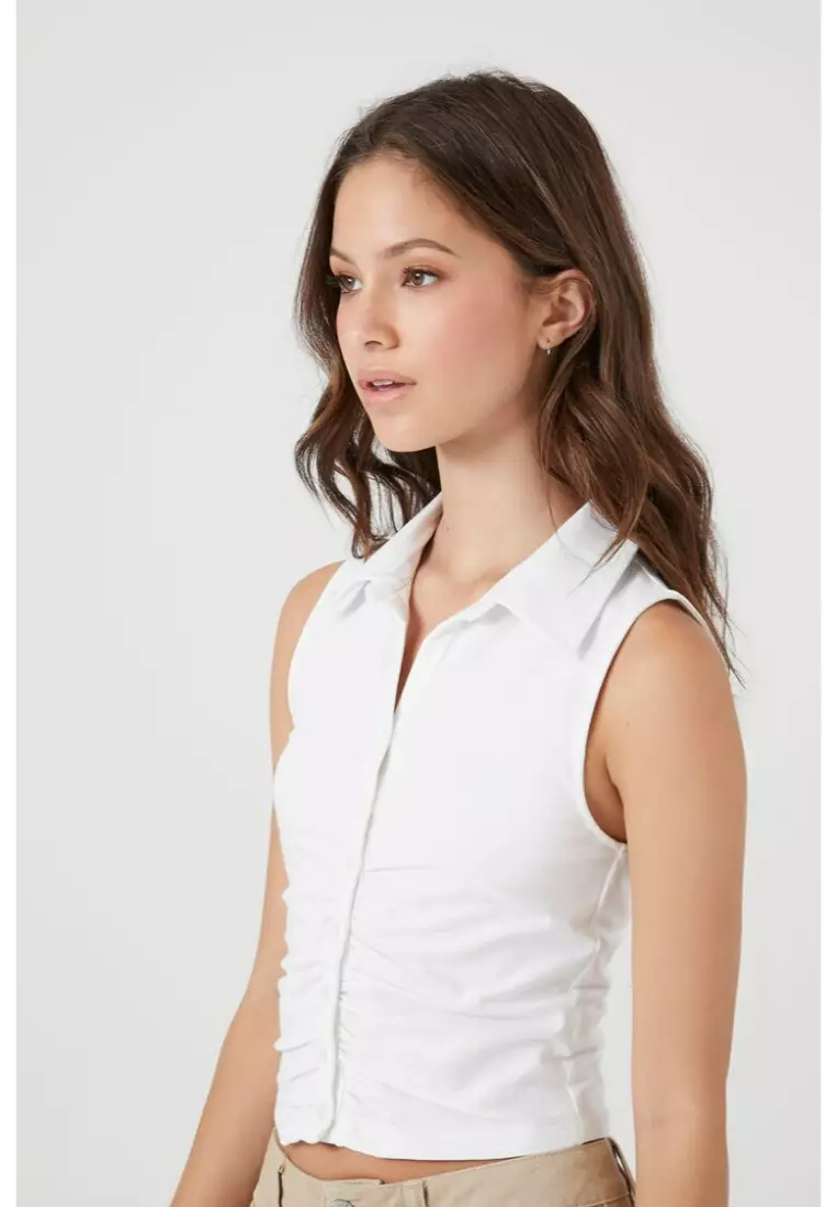 Ruched sleeveless top sales