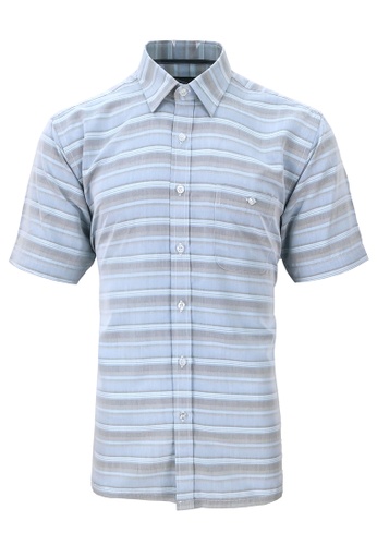 Pacolino blue Pacolino [Official] - (Regular) Blue Color Stripe Formal Casual Short Sleeve Men Shirt - 11620-S0005-F 507F6AACA40A78GS_1