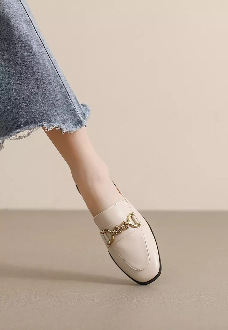 Horsebit Synthetic Leather Mules WW340-8