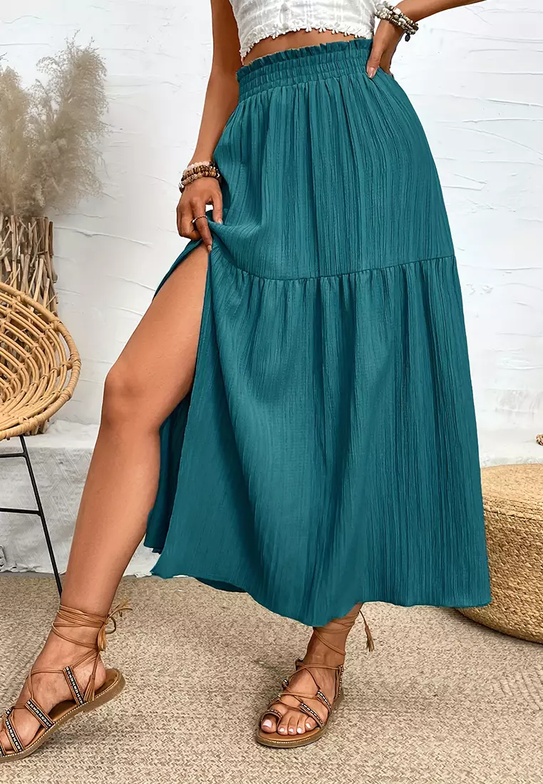 Buy Twenty Eight Shoes Ruffled Elastic Waist Textured Fabric